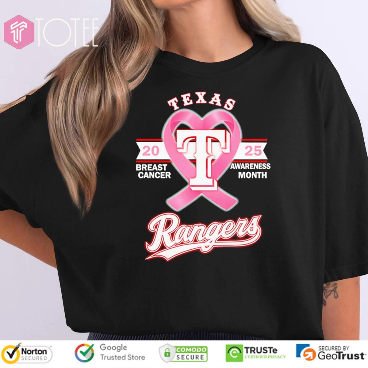2025 Breast Cancer Awareness Month Texas Rangers Baseball T-shirt